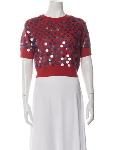 Pre-owned Zankov Wool Polka Dot Print Top In Red