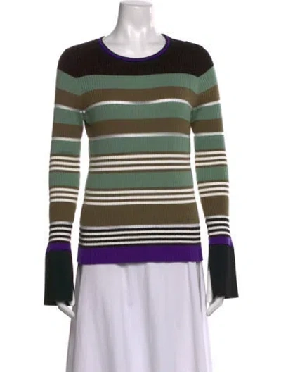 Pre-owned Zankov Wool Striped Sweater In Green