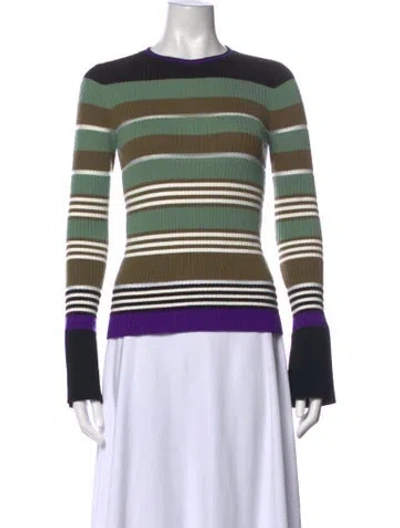 Pre-owned Zankov Wool Striped Sweater In Green