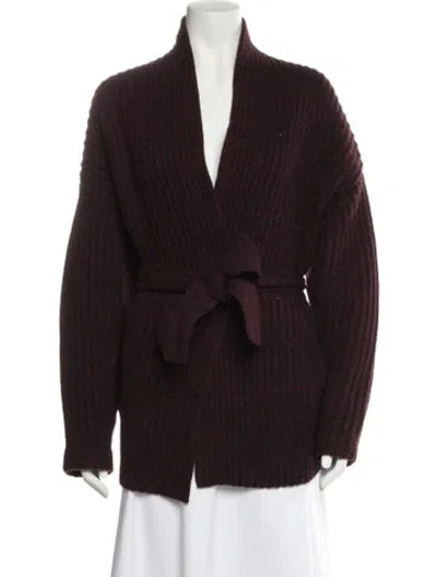Pre-owned Zankov Wool V-neck Sweater In Burgundy