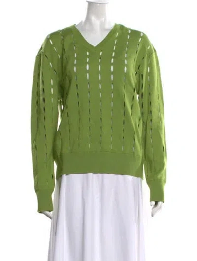 Pre-owned Zankov Wool V-neck Sweater In Green