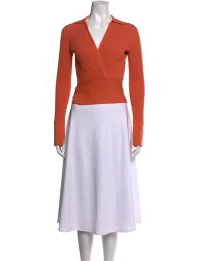Pre-owned Zankov Wool V-neck Sweater In Orange