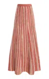 Zankov Zander Flared Mohair-blend Maxi Skirt In Stripe