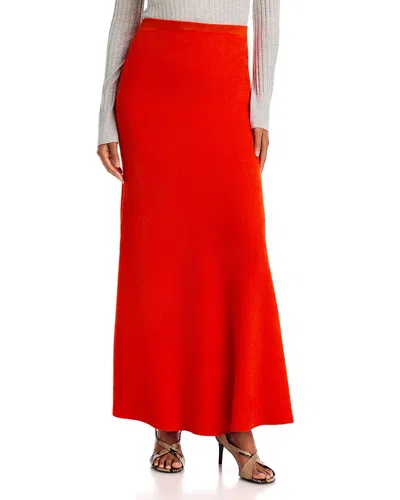 Zankov Zander Knit Side Slit Maxi Skirt In Red