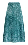 Zankov Zander Metallic-knit Midi Skirt In Turquoise