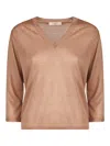 Zanone Fine-knit V-neck Jumper In Brown