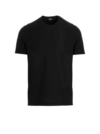 Zanone Basic Cotton T-shirt In Black