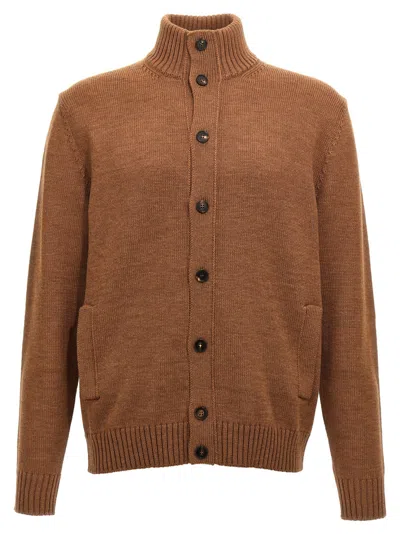 Zanone Beige Chioto Cardigan In Brown