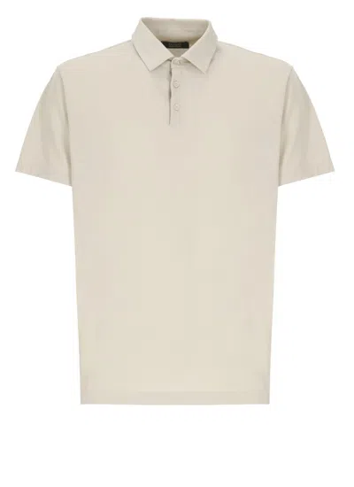 Zanone Beige Cotton Polo Shirt In White