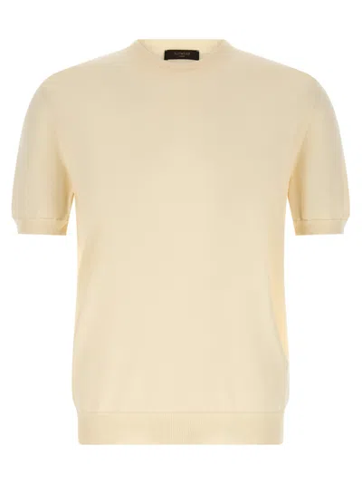 Zanone Beige Cotton Sweater In Neutral