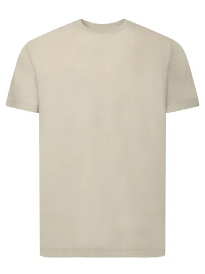 Zanone Beige Crew Neck T-shirt In Luxurious Crepe Fabric In Neutrals