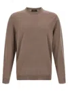 Zanone Crew-neck Long-sleeves Sweater In Brown