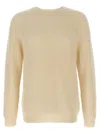 Zanone Ribbed Cashmere Sweater With Crew Neck And Cuffed Sleeves In Neutral