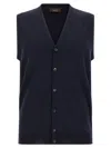 Zanone Sleeveless V-neck Ribbed Knit Vest In Blue