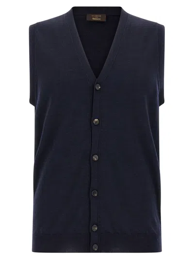 ZANONE BLUE FLEXWOOL VEST