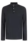 Zanone Blue Icecotton Long-sleeve Polo With Buttoned Collar