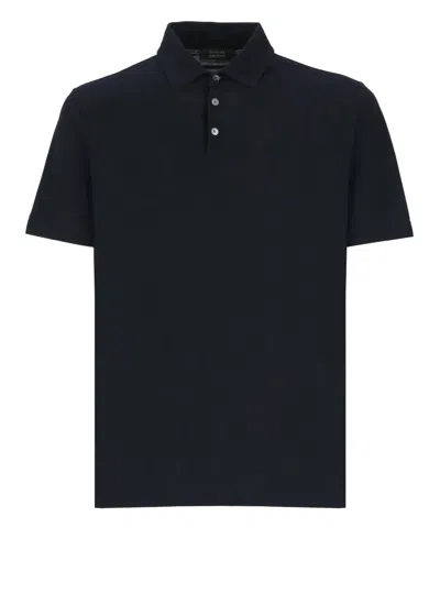 Zanone Ice Cotton Polo Shirt In Black