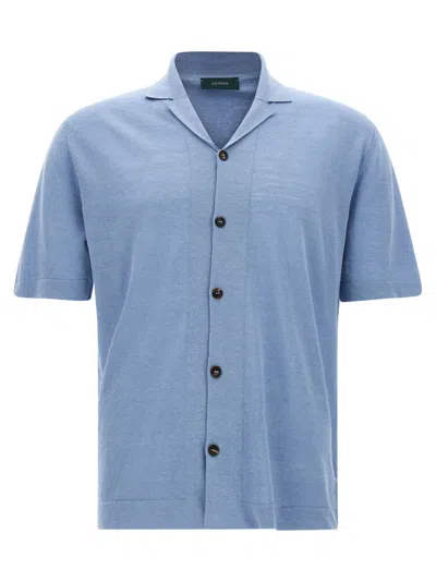 ZANONE BLUE SHORT SLEEVE SHIRT