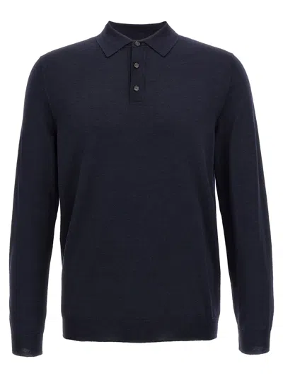 Zanone Virgin Wool Polo Shirt In Blue