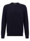 Zanone Crew Neck Wool Sweater With Ribbed Cuffs In Black