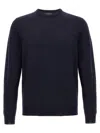 Zanone Crew Neck Wool Sweater With Ribbed Cuffs In Black
