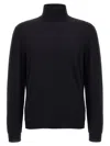 Zanone Turtleneck Cuffed-sleeve Sweater In Black