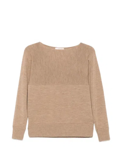 Zanone Boat-neck Ribbed-trim Sweater In Brown