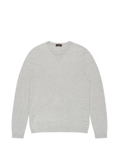 Zanone Bouclé Crew-neck Sweater In Gray
