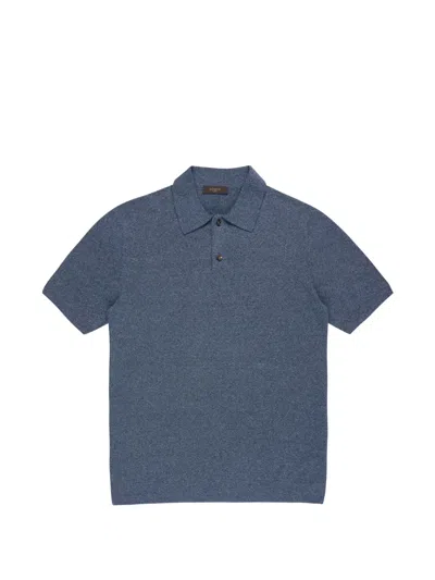 Zanone Bouclé Polo Shirt In Blue