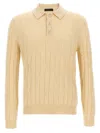 Zanone Wool Braided Pattern Polo Shirt In Neutral