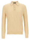 Zanone Wool Braided Pattern Polo Shirt In Neutral