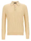 Zanone Wool Braided Pattern Polo Shirt In Neutral