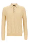 Zanone Wool Braided Pattern Polo Shirt In Nude