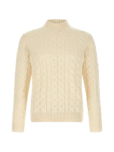 Zanone Braided-knit Mock-neck Sweater In Neutral