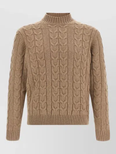 Zanone Braided-knit Virgin Wool Mock-neck Jumper In Nude