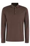 Zanone Brown Ice Cotton Long-sleeved Polo With Classic Collar