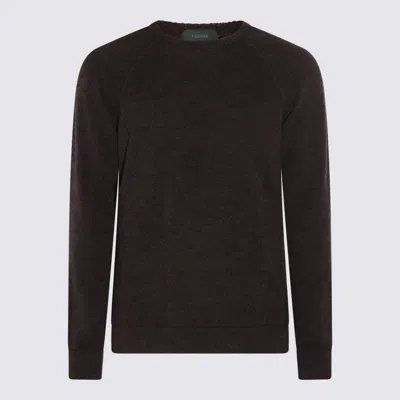 ZANONE ZANONE BROWN WOOL BLEND SWEATER
