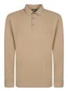Zanone Burnt Crepe Long Sleeve Polo Shirt In Beige