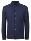 Zanone Button-down Cotton Shirt With Soft Texture In Blue