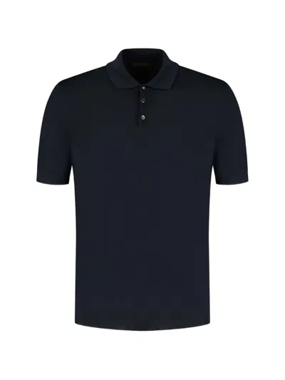 Zanone Button Polo Shirt In Blue