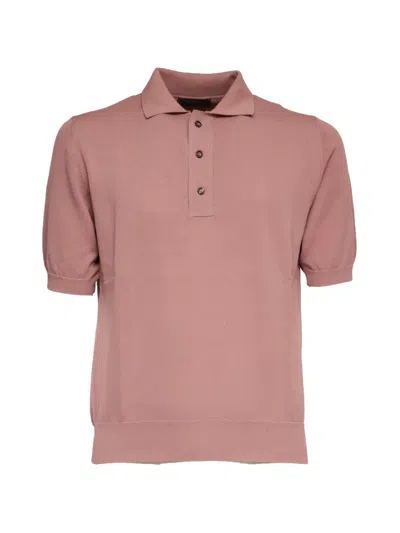 Zanone Button Ribbed Polo Shirt In Pink