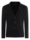 Zanone Crewneck Sweater With Front Pockets And Notched Lapel In Black
