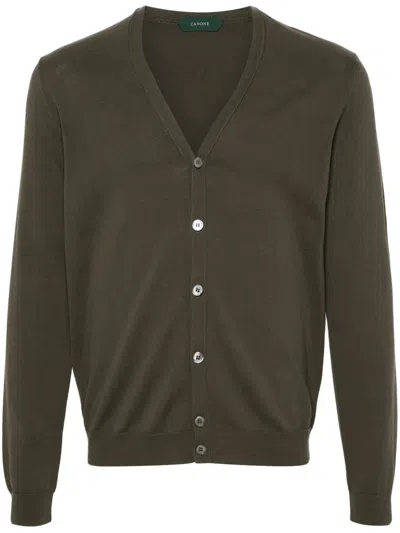 Zanone Button-up Cotton Cardigan In Green