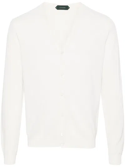Zanone Button-up Cotton Cardigan In White