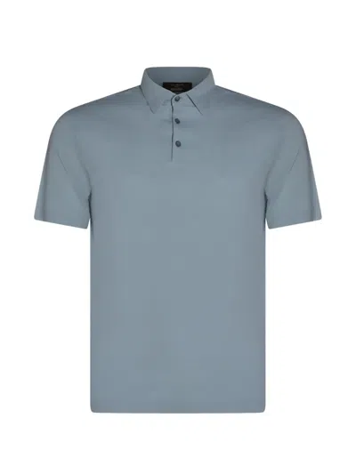 Zanone Light Blue Cotton Polo Shirt In Gray