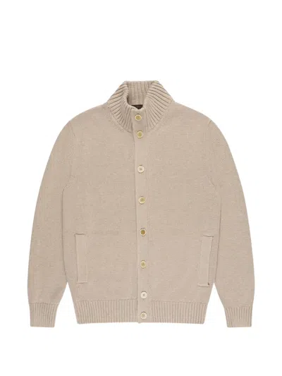 Zanone Buttoned Cardigan In Brown