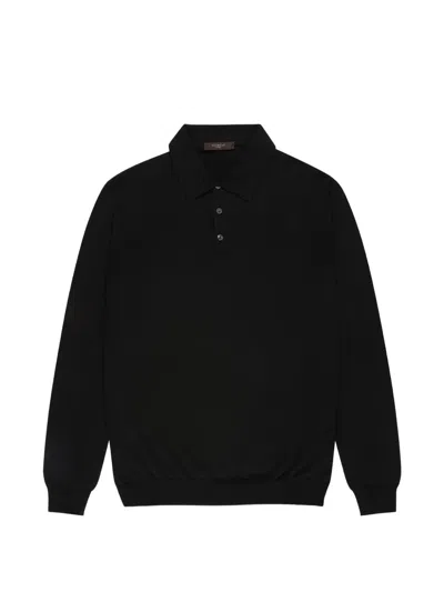 Zanone Buttoned Polo Shirt In Black