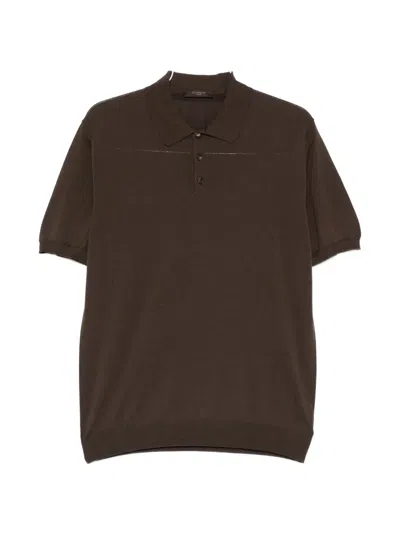 Zanone Buttoned Polo Shirt In Brown