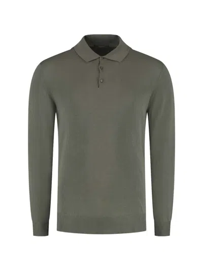 Zanone Buttoned Polo Shirt In Green