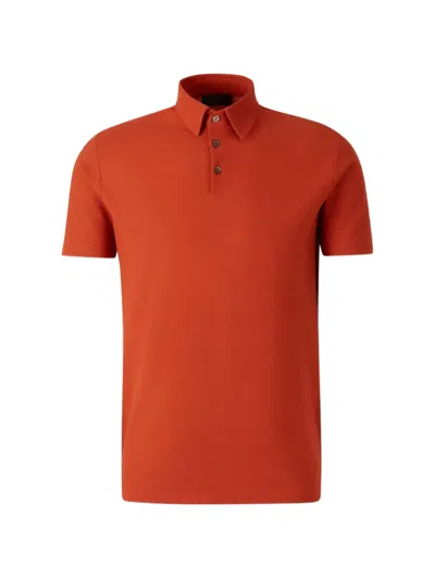 Zanone Buttoned Polo Shirt In Orange